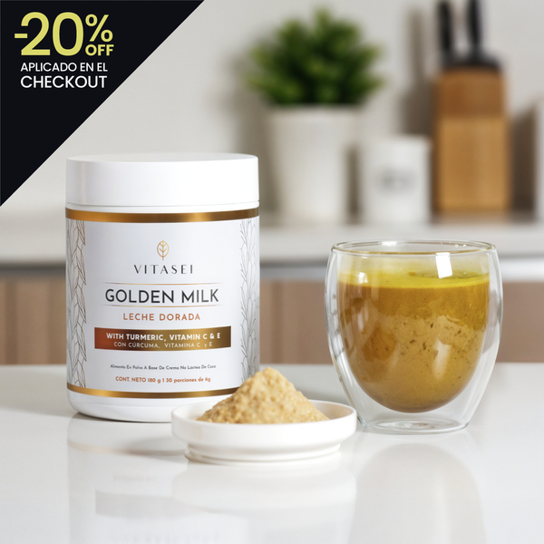 Golden Milk fórmula en polvo con cúrcuma, vitamina C, E y D