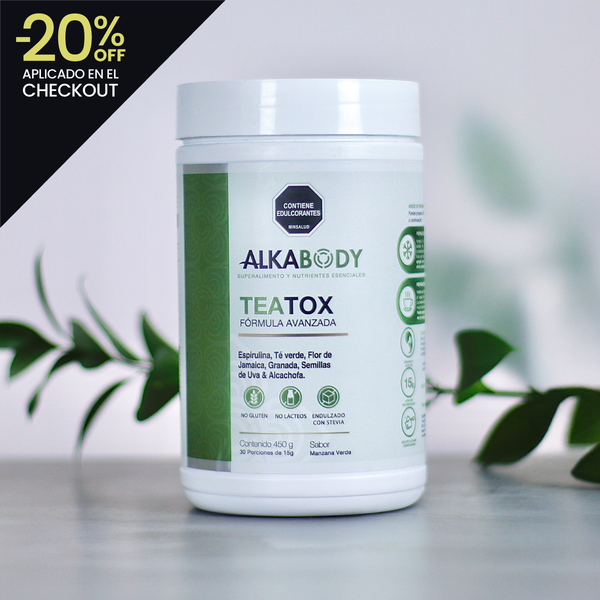 Teatox - con espirulina, té verde, alcachofa, flor de jamaica y granada