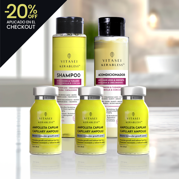 Kit capilar de crecimiento - shampoo de cebolla + acondicionador + ampolleta x3