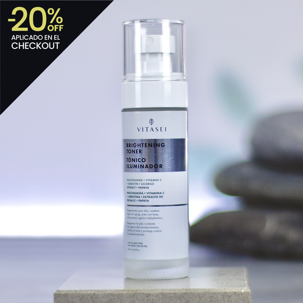 Tónico iluminador facial con niacinamida, vitamina C y arbutina