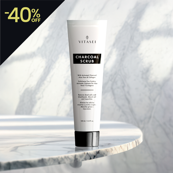 Exfoliante facial con carbón activado, aloe vera y colágeno con 20% de dcto. incluido