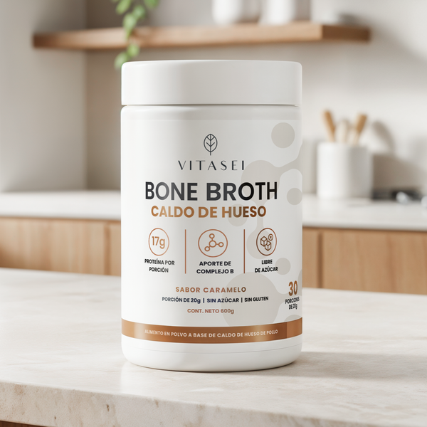 Caldo de Huesos con Colágeno, resveratrol y vitaminas del complejo B – Sabor Caramelo