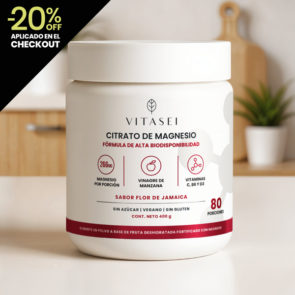 Citrato de magnesio - con vinagre de manzana, flor de jamaica, vitaminas C, B6 y D3